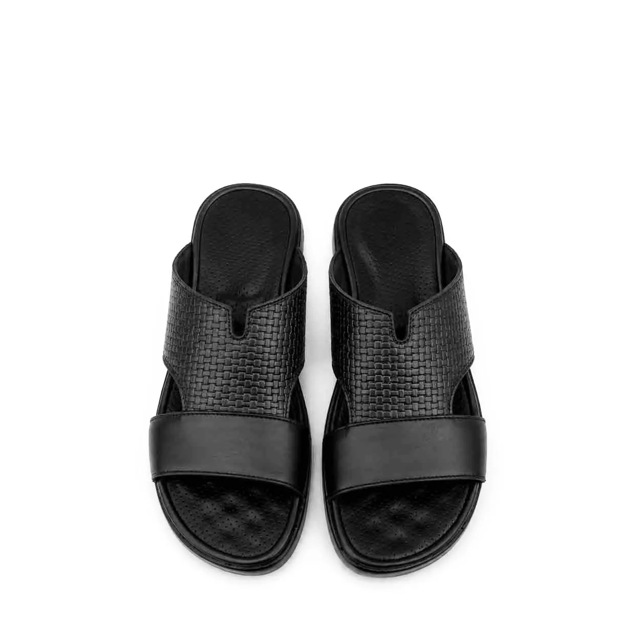 Sandale pour homme HR noir cuir   miniature